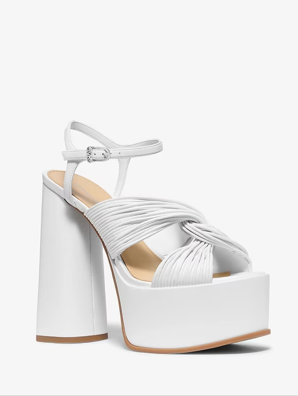 Michael Kors Alessia Strappy Platform Block Heel in White